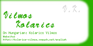 vilmos kolarics business card